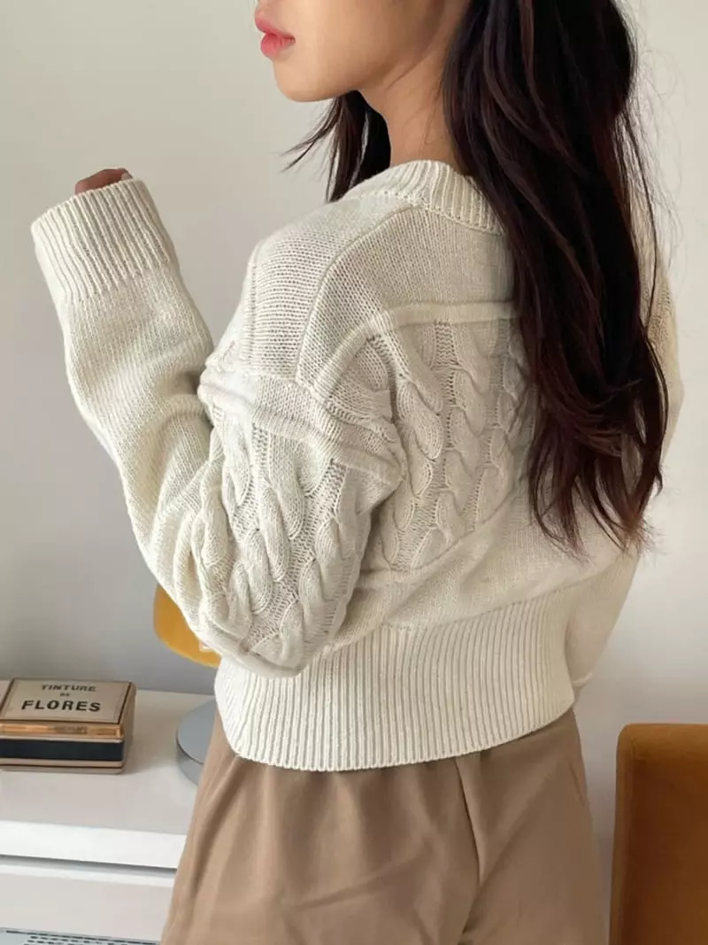 Rooof - Korean Women Fashion - #momslook - Block Knit Cardigan - 3