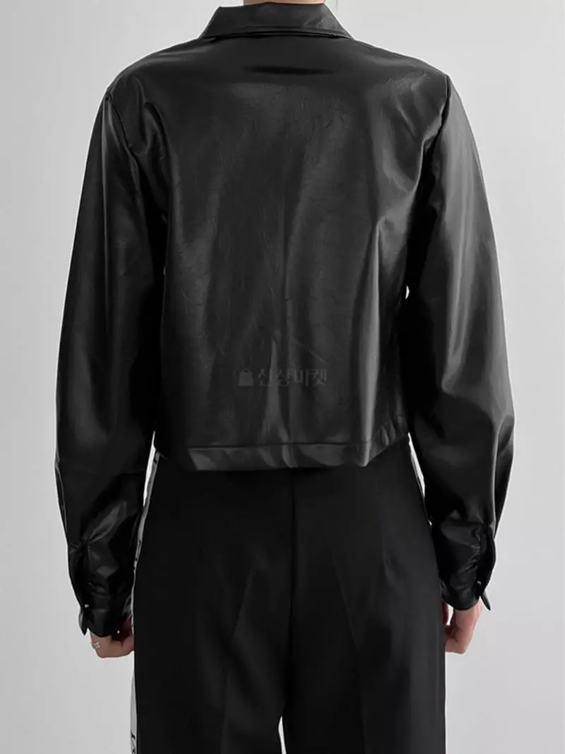 Rooof - Korean Women Fashion - #momslook - Leather Zip-up - 2