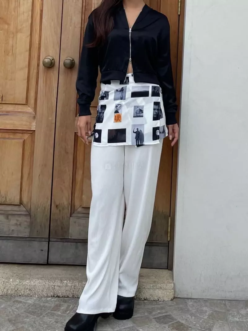 Rooof - Korean Women Fashion - #restrostyle - Picture Wrap Skirt - 5