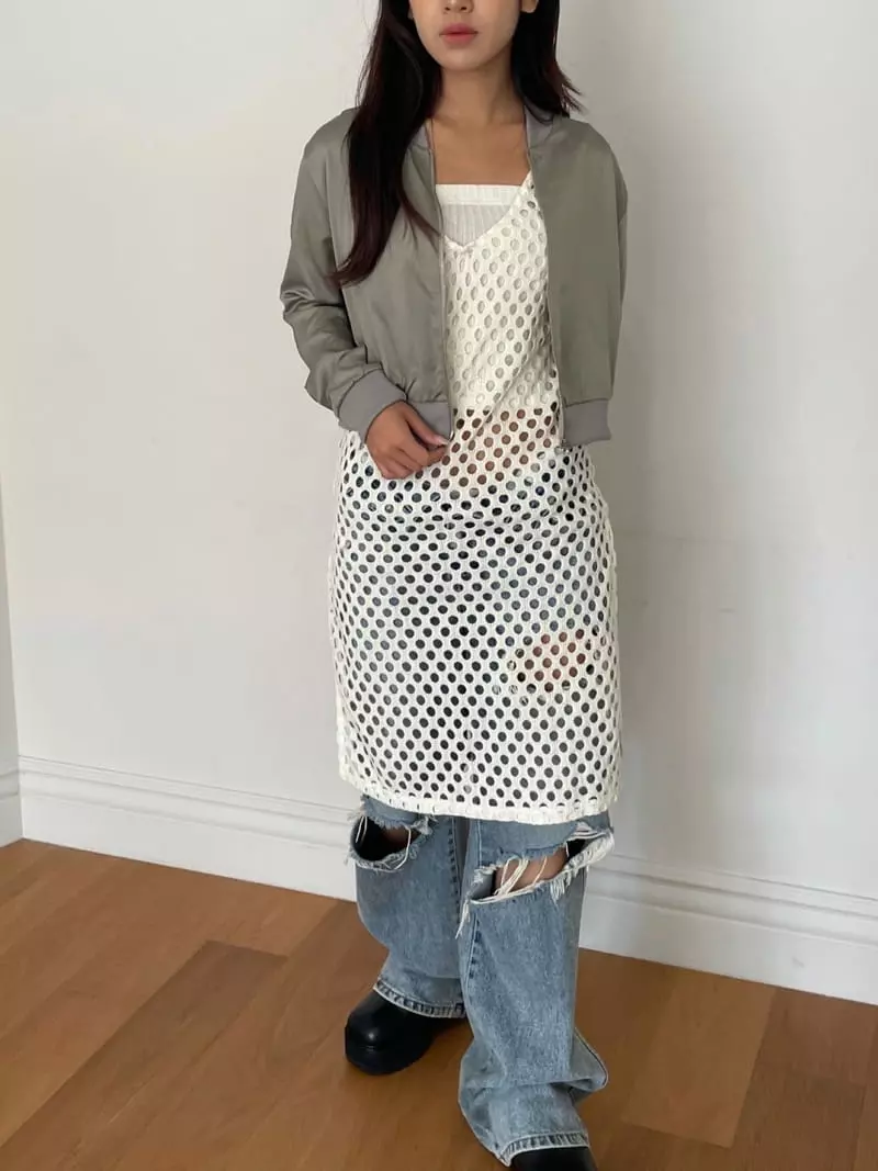 Rooof - Korean Women Fashion - #restrostyle - Punching Knit One-piece - 2