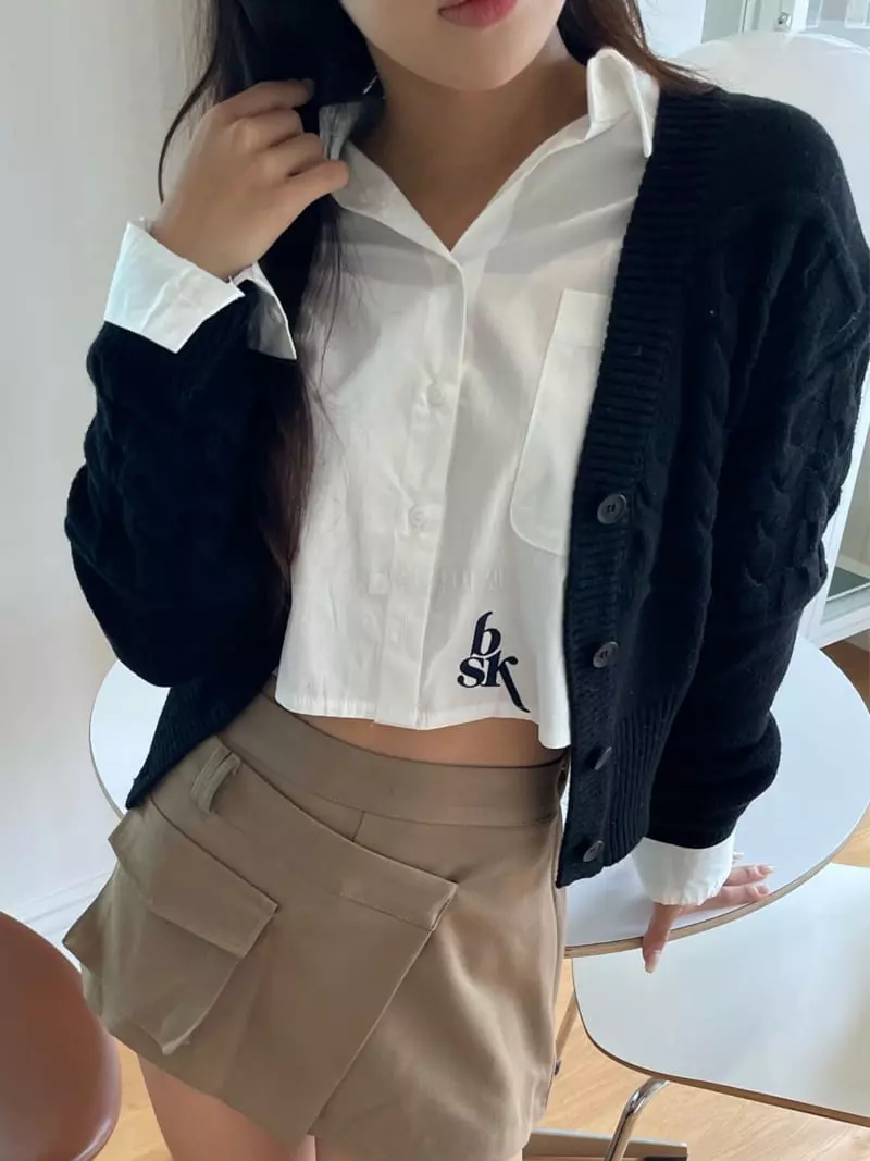 Rooof - Korean Women Fashion - #vintageinspired - Block Knit Cardigan - 6