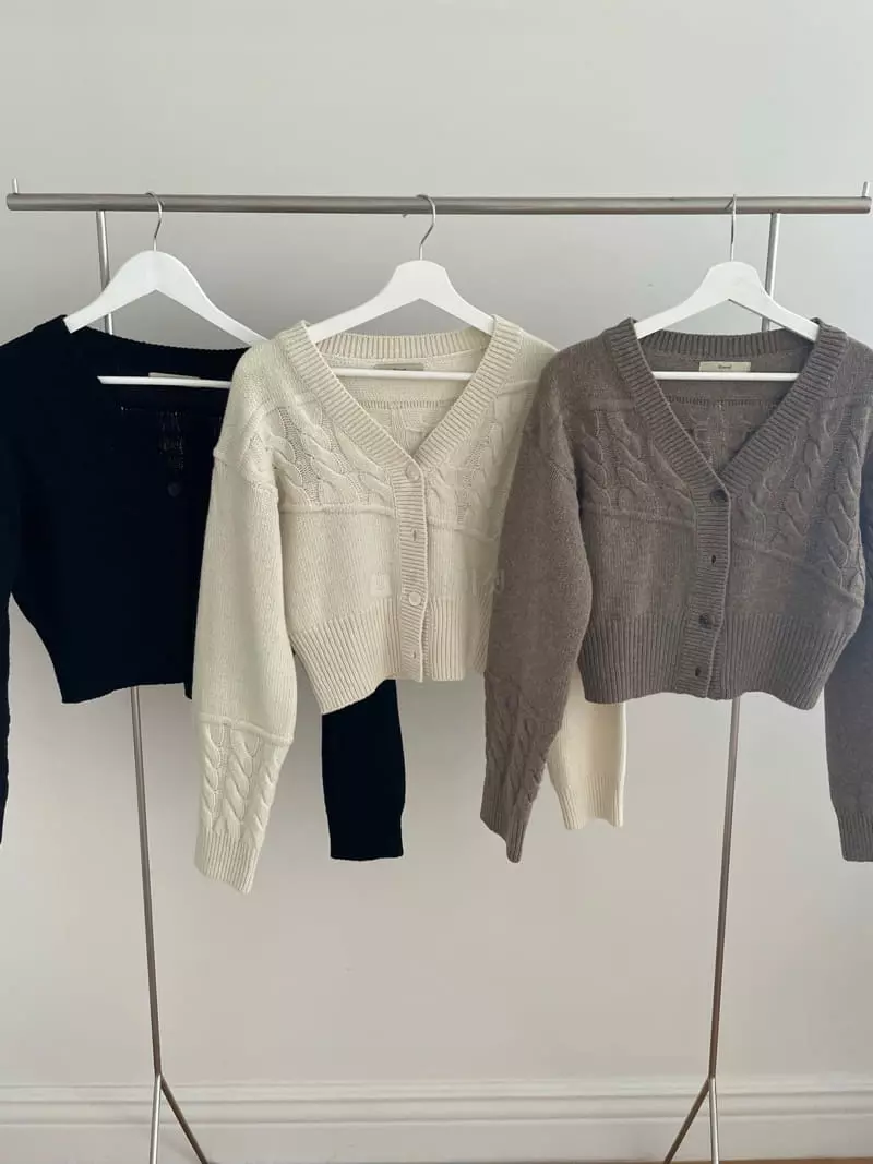 Rooof - Korean Women Fashion - #vintagekidsstyle - Block Knit Cardigan - 7