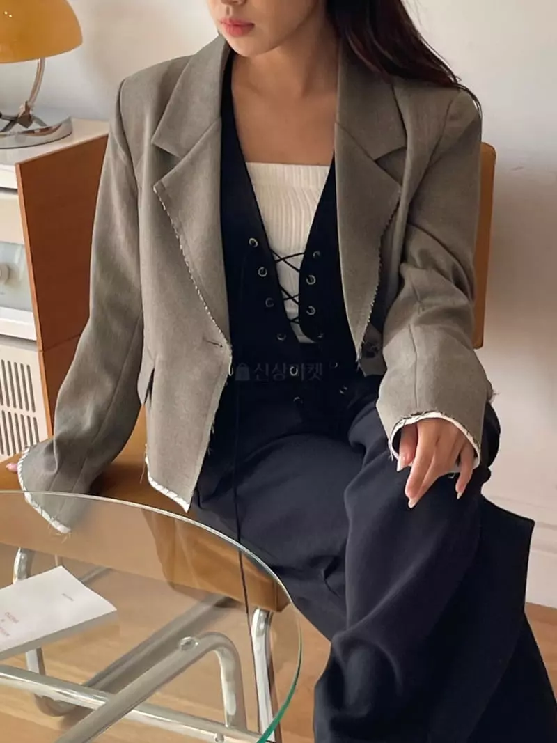 Rooof - Korean Women Fashion - #womensfashion - Cambel Cutting Jacket - 9
