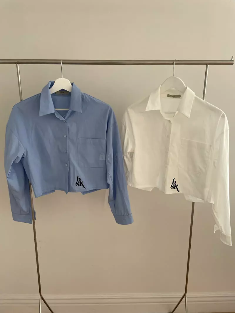 Rooof - Korean Women Fashion - #womensfashion - Initial Crop Shirt - 10