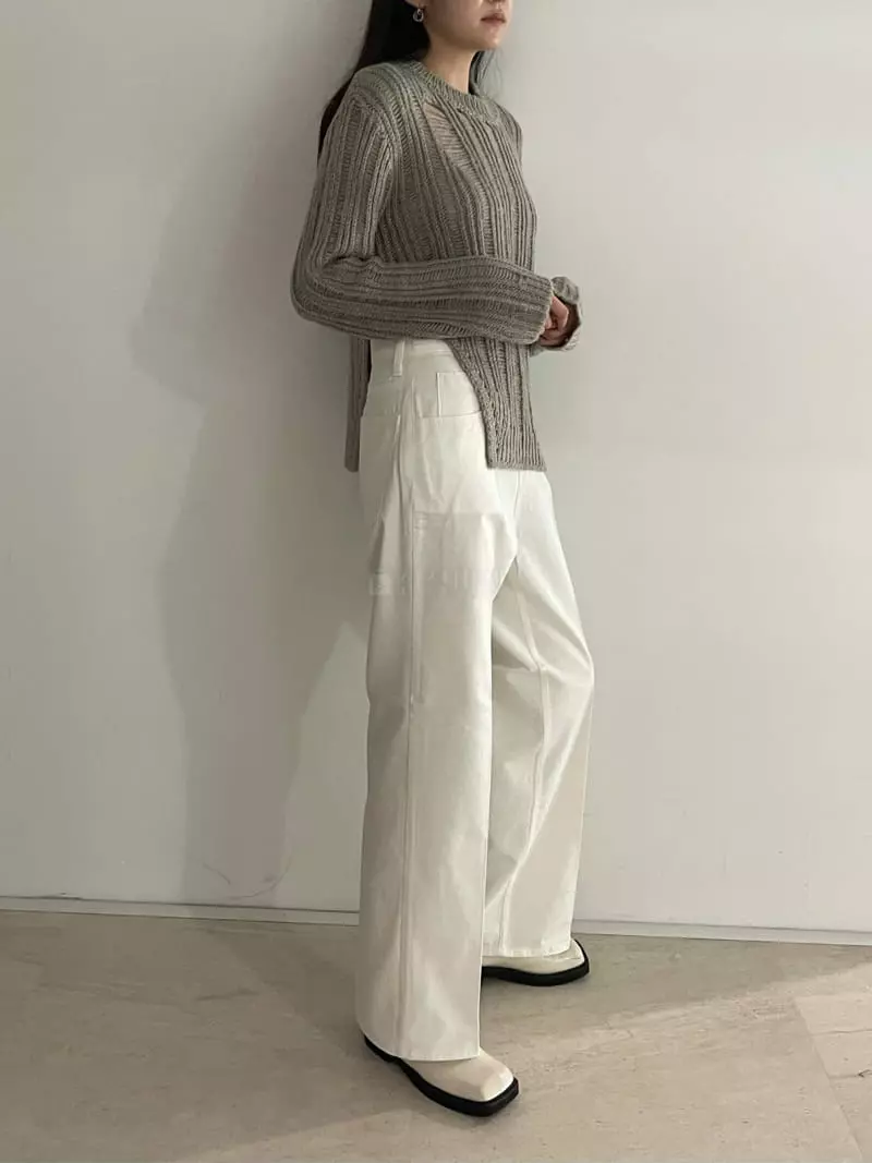 Rooof - Korean Women Fashion - #womensfashion - Slir Demage Knit Tee - 7