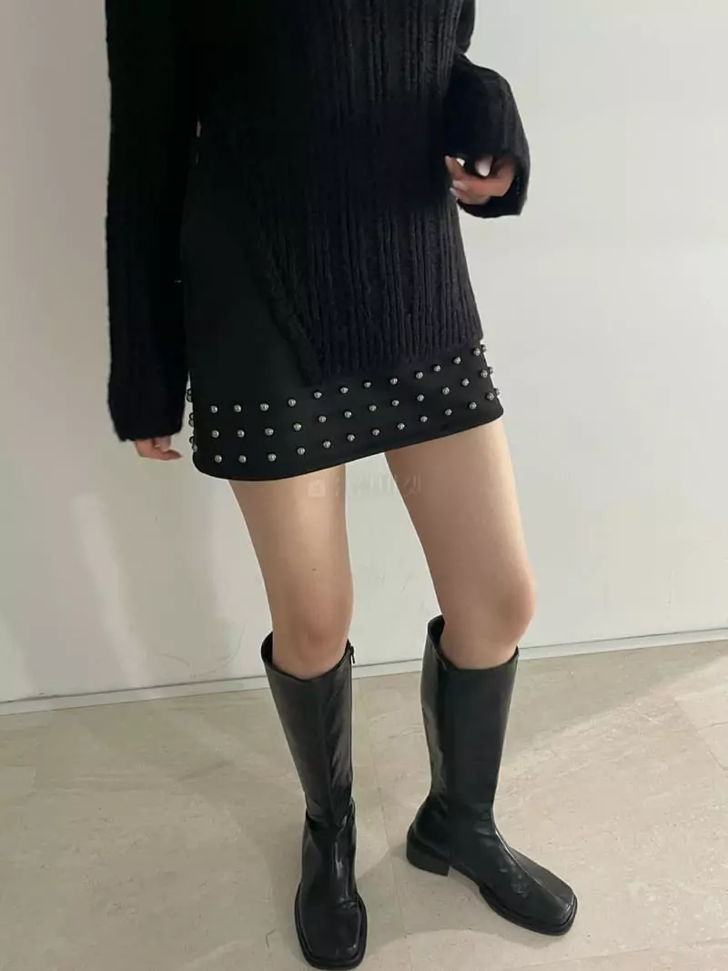 Rooof - Korean Women Fashion - #womensfashion - Stude Skirt