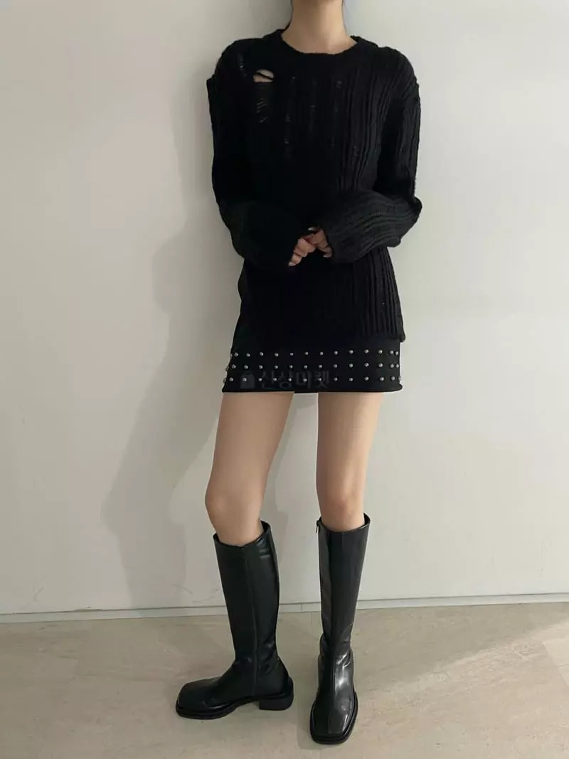 Rooof - Korean Women Fashion - #womensfashion - Stude Skirt - 5