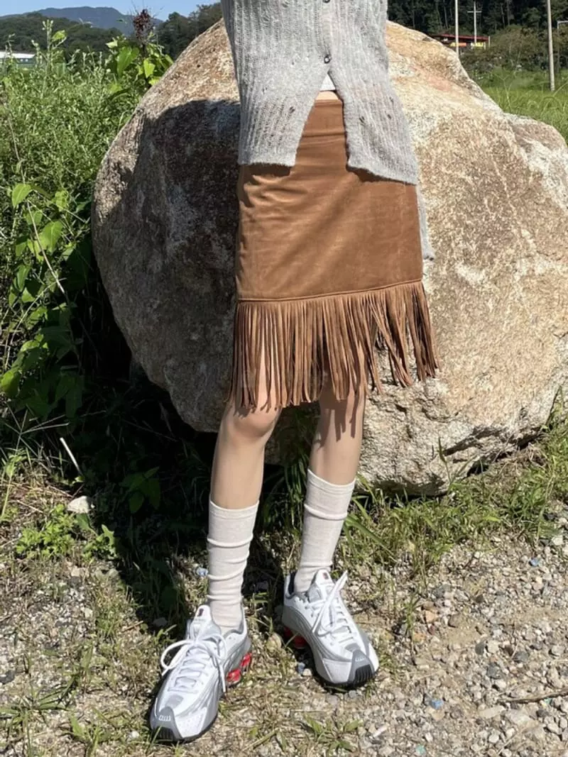 Rooof - Korean Women Fashion - #womensfashion - Suede Skirt - 2