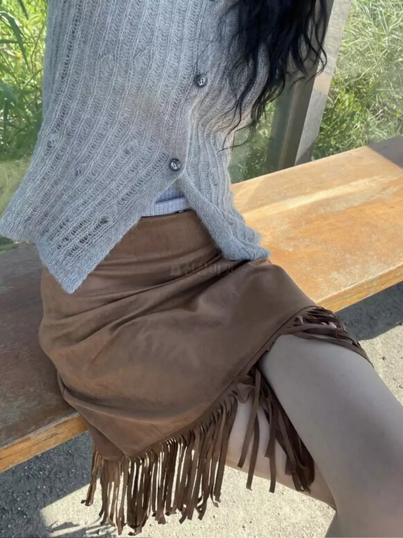 Rooof - Korean Women Fashion - #womensfashion - Suede Skirt - 8