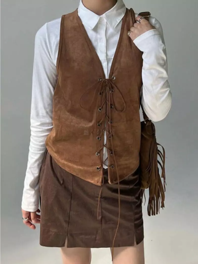 Rooof - Korean Women Fashion - #womensfashion - Vintage Vest - 2