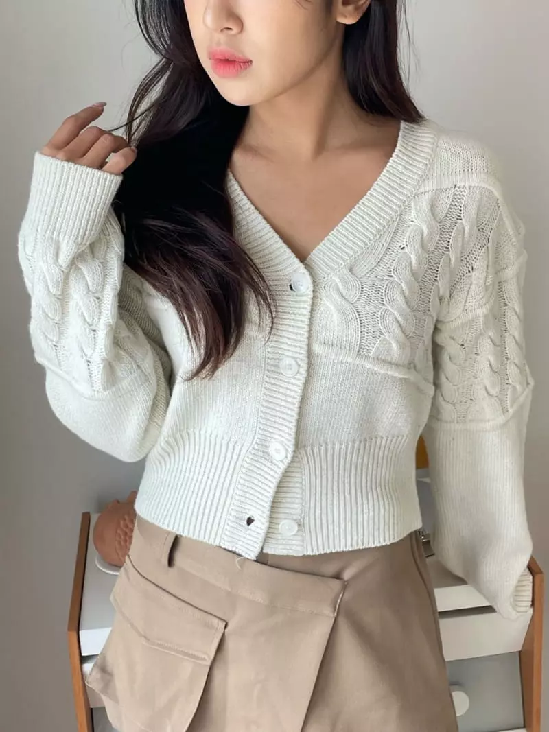 Rooof - Korean Women Fashion - #womensfashion - Block Knit Cardigan