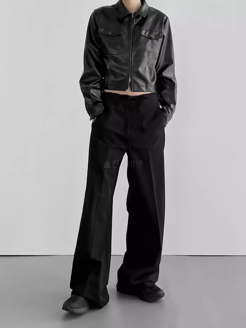 Rooof - Korean Women Fashion - #momslook - Leather Zip-up - 4