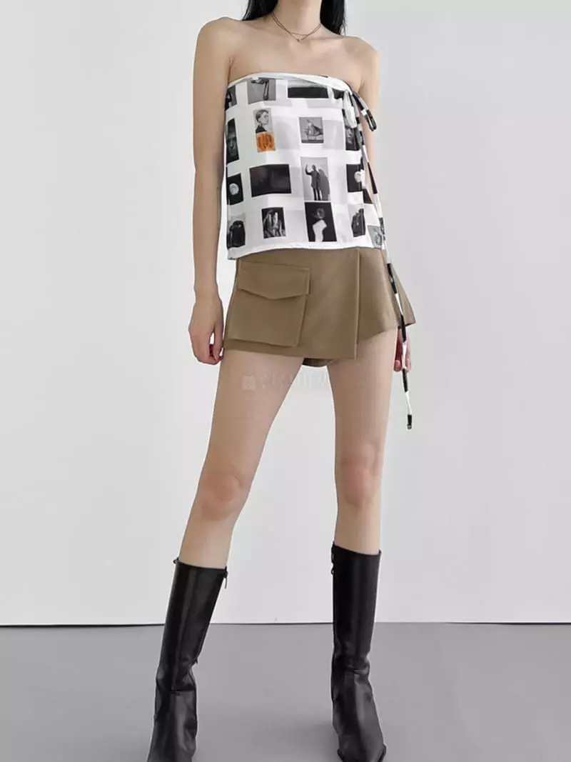 Rooof - Korean Women Fashion - #womensfashion - Picture Wrap Skirt - 11