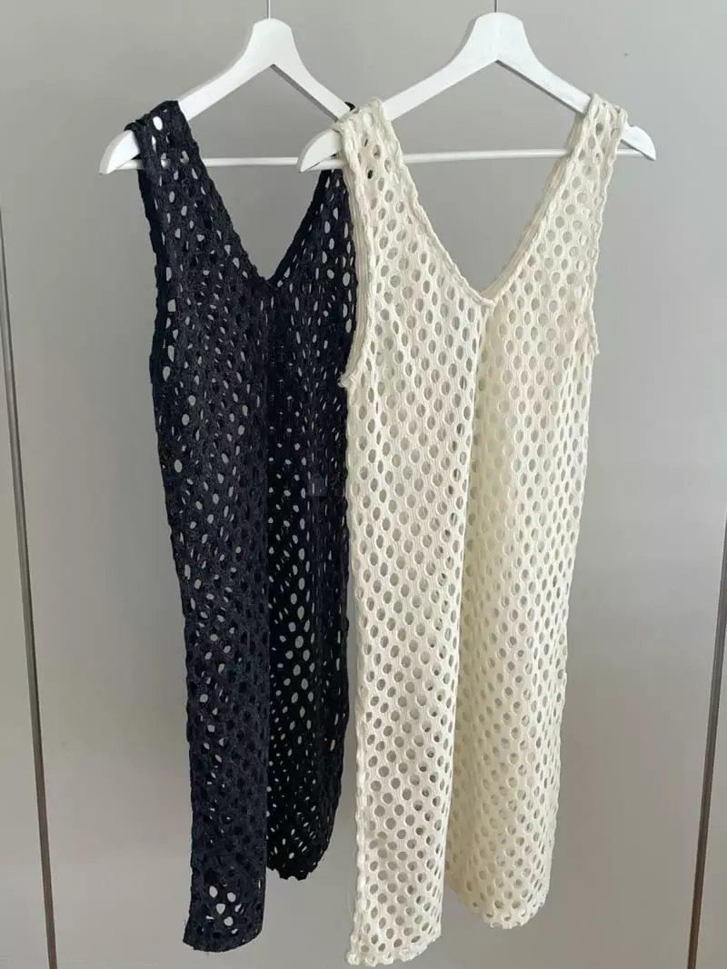 Rooof - Korean Women Fashion - #womensfashion - Punching Knit One-piece - 10