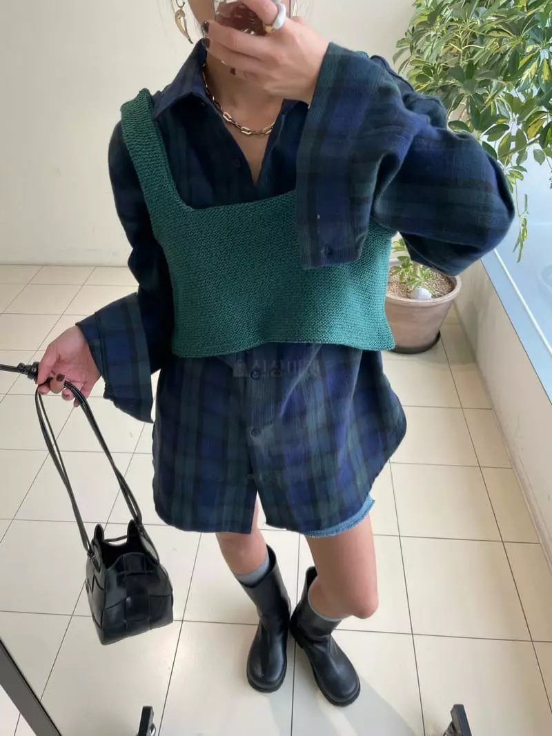 Ryon - Korean Women Fashion - #momslook - Check Peach Shirt - 12