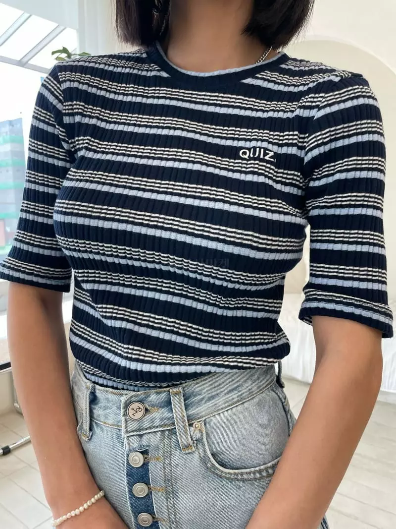 Ryon - Korean Women Fashion - #momslook - Multi Stripes Tee - 10