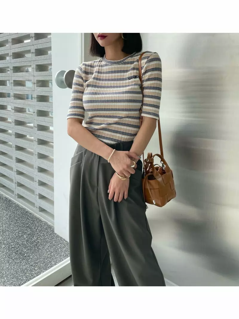 Ryon - Korean Women Fashion - #momslook - Multi Stripes Tee - 12