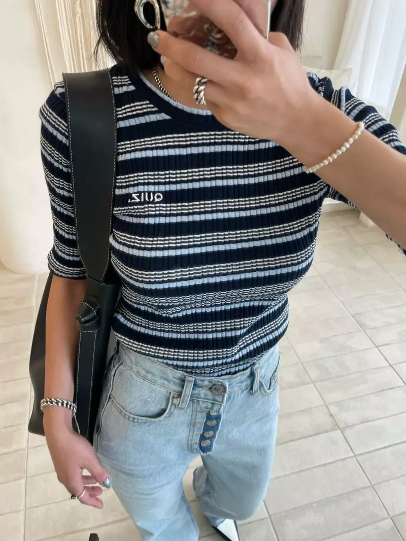 Ryon - Korean Women Fashion - #momslook - Multi Stripes Tee - 6