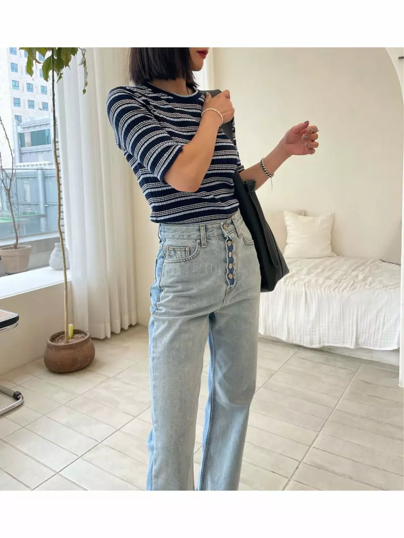 Ryon - Korean Women Fashion - #momslook - Multi Stripes Tee - 8