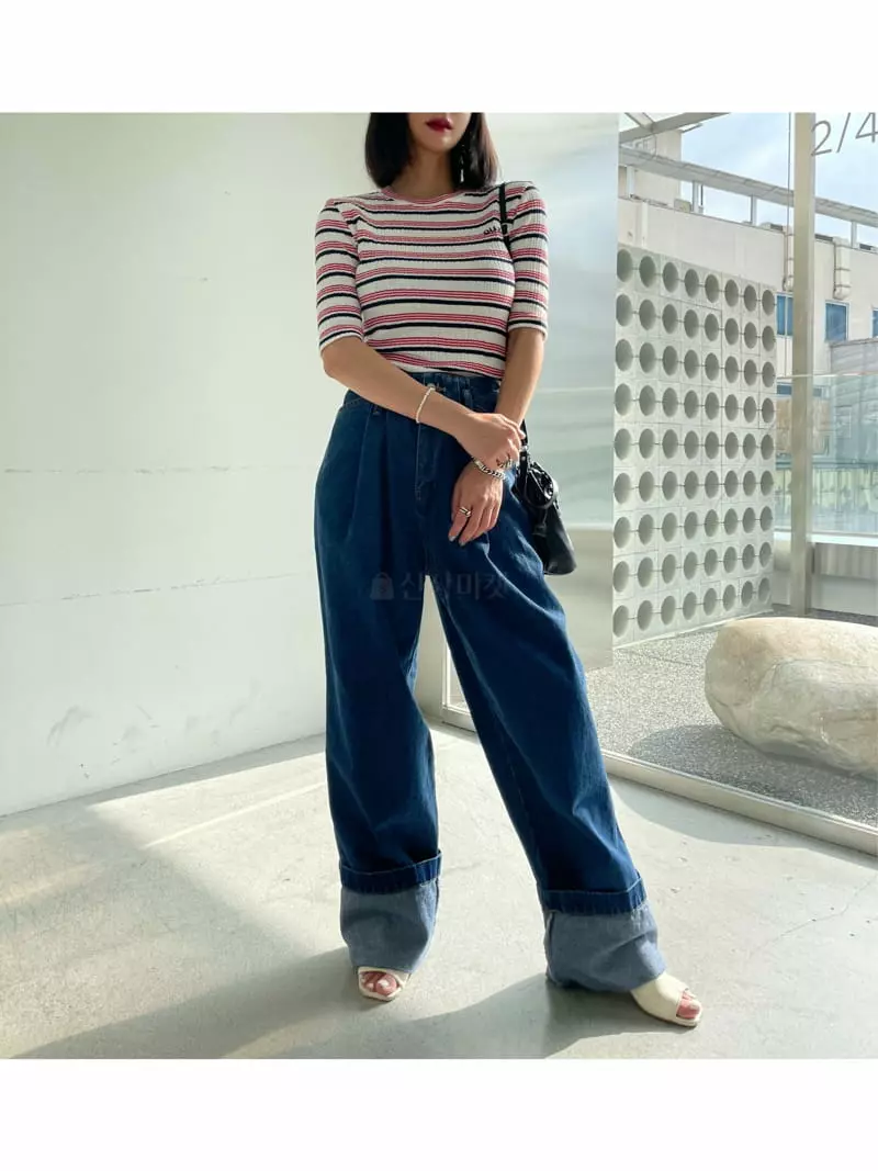 Ryon - Korean Women Fashion - #momslook - Roll Up Jeans - 9