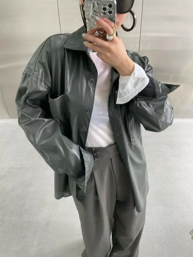 Ryon - Korean Women Fashion - #momslook - Leather Shirt - 9