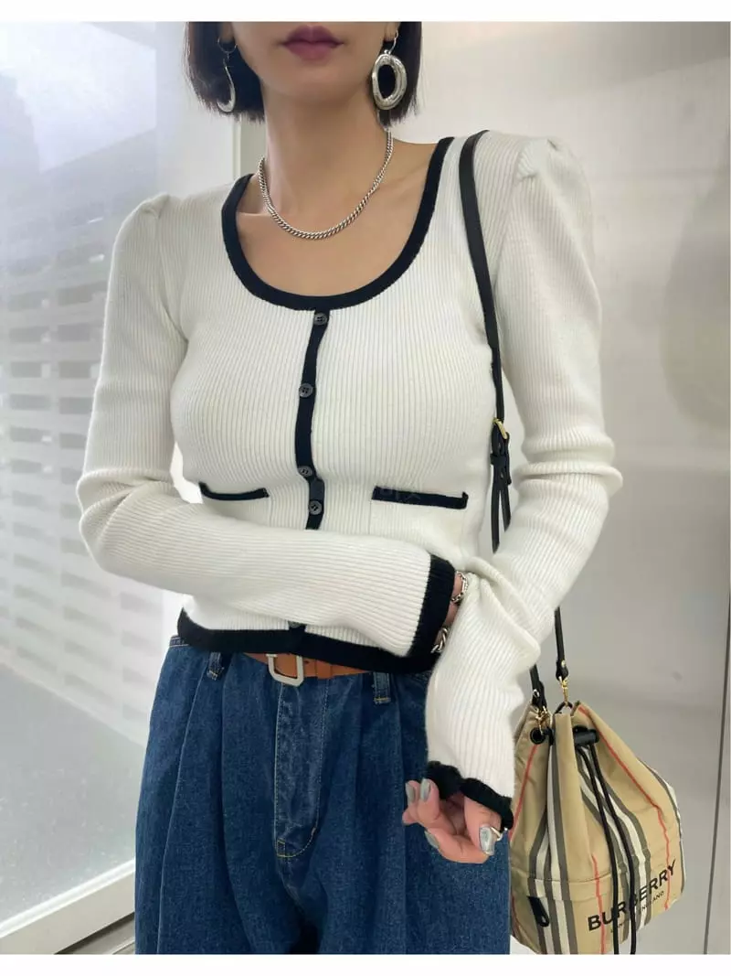 Ryon - Korean Women Fashion - #momslook - Line Button U Cardigan - 8