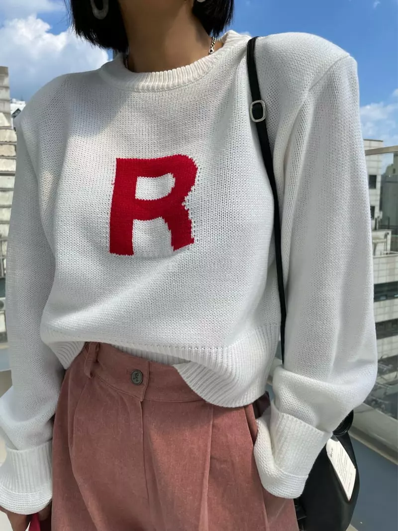 Ryon - Korean Women Fashion - #momslook - R Jacquard Knit Tee
