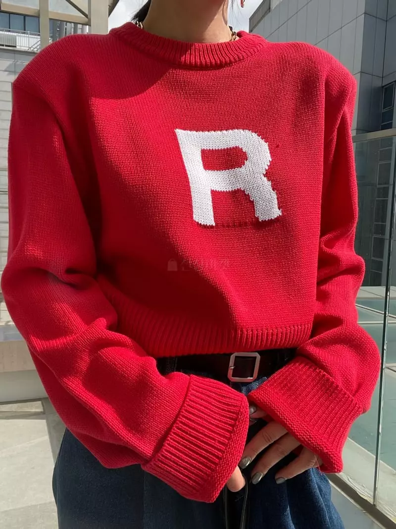 Ryon - Korean Women Fashion - #momslook - R Jacquard Knit Tee - 11