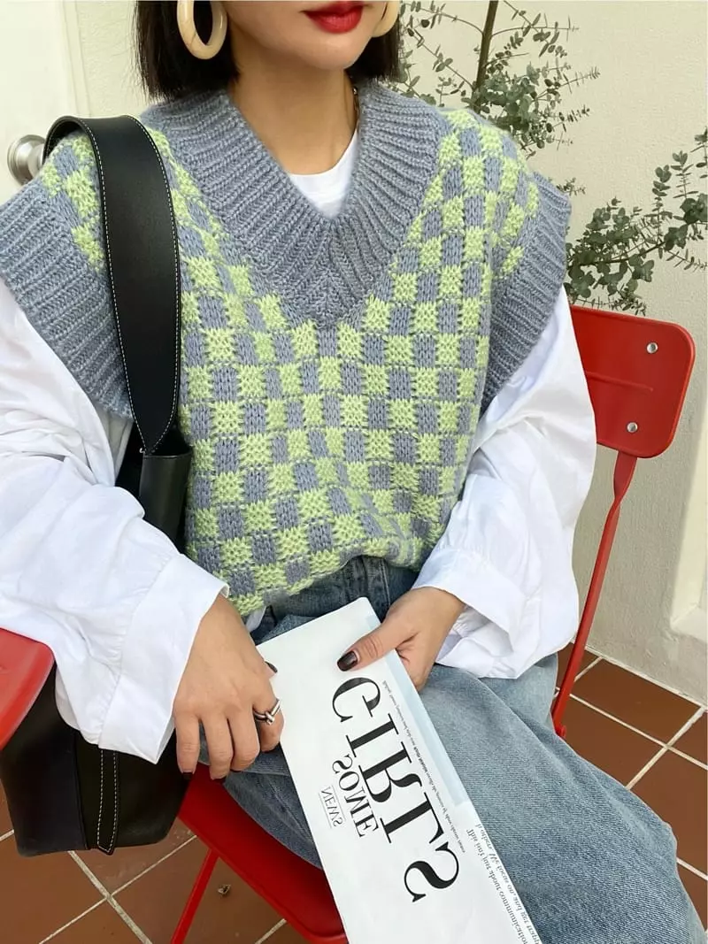 Ryon - Korean Women Fashion - #restrostyle - Chess Vest - 6
