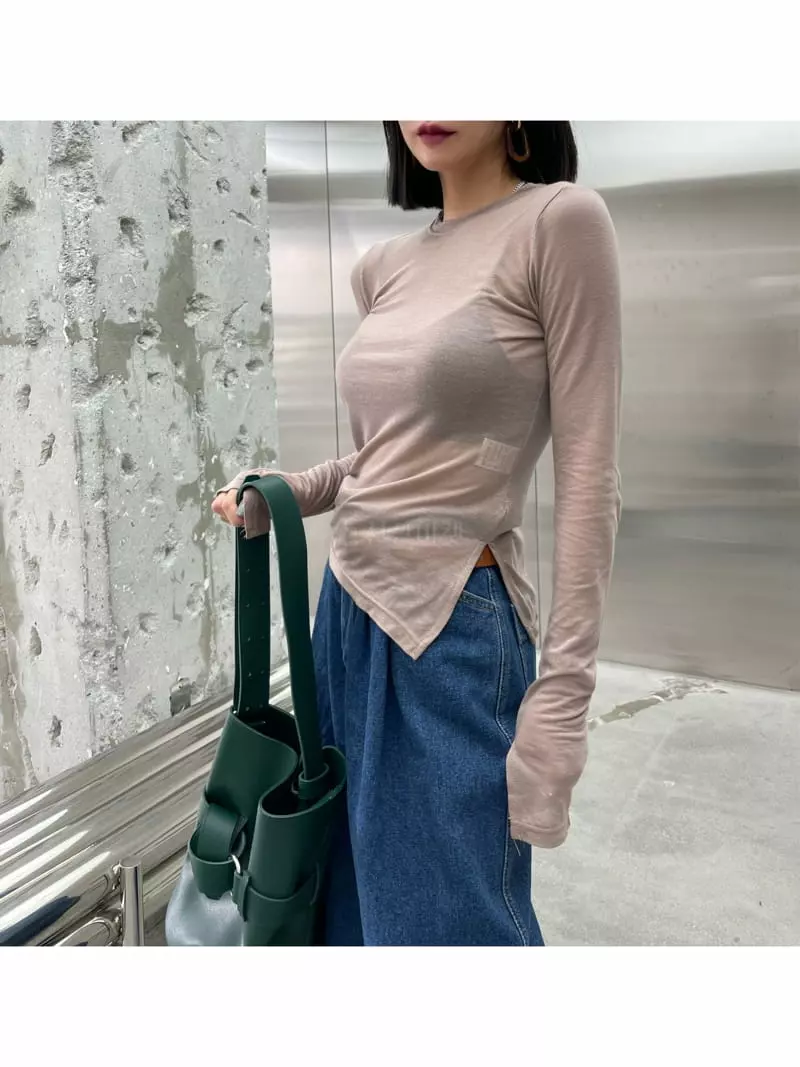 Ryon - Korean Women Fashion - #romanticstyle - Slit Slim Tee - 10