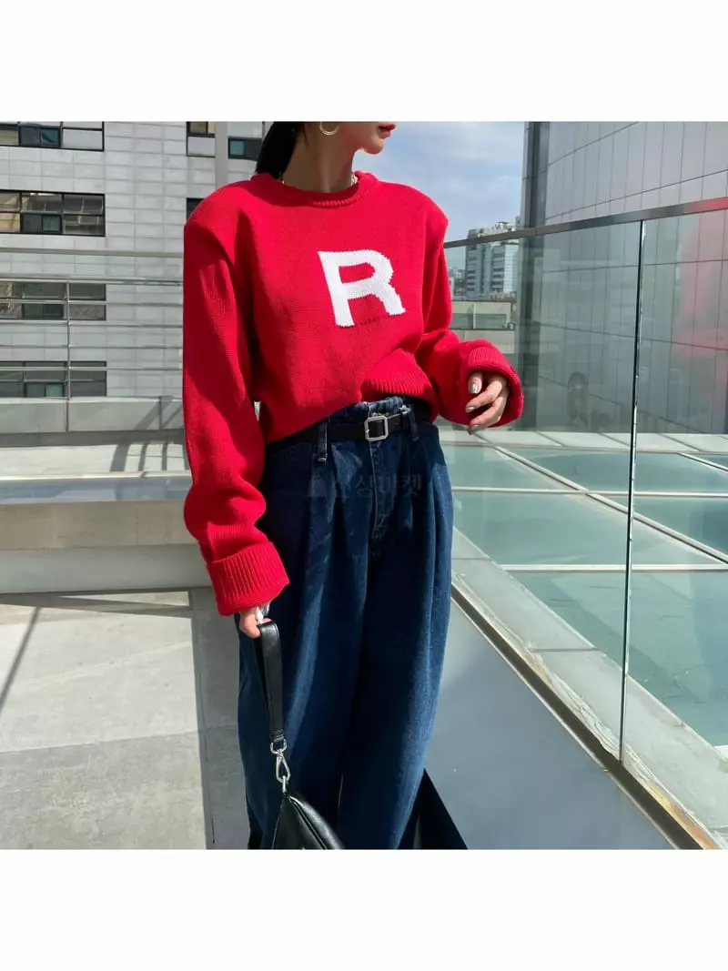 Ryon - Korean Women Fashion - #shopsmall - R Jacquard Knit Tee - 8