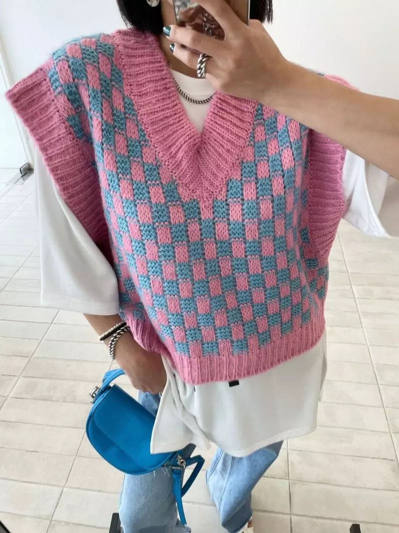 Ryon - Korean Women Fashion - #vintageinspired - Chess Vest - 4