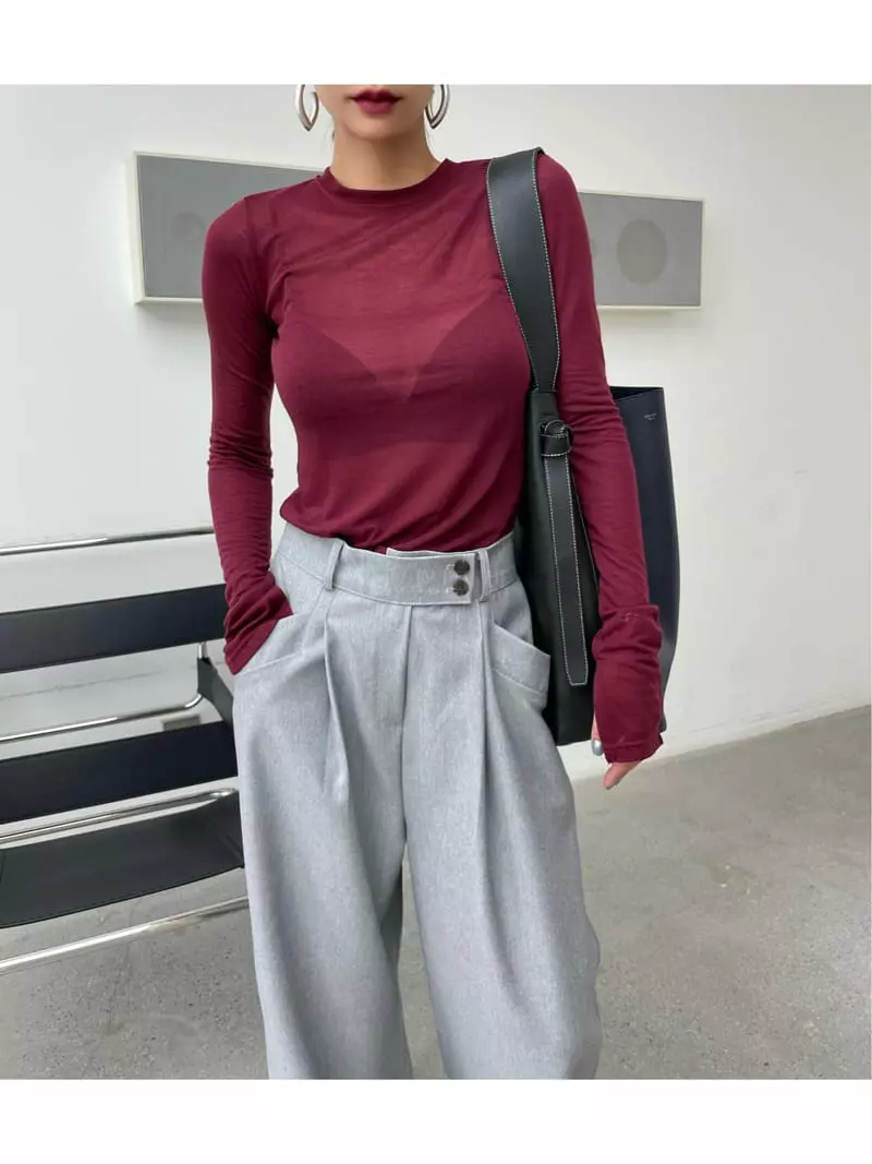 Ryon - Korean Women Fashion - #womensfashion - Slit Slim Tee - 5
