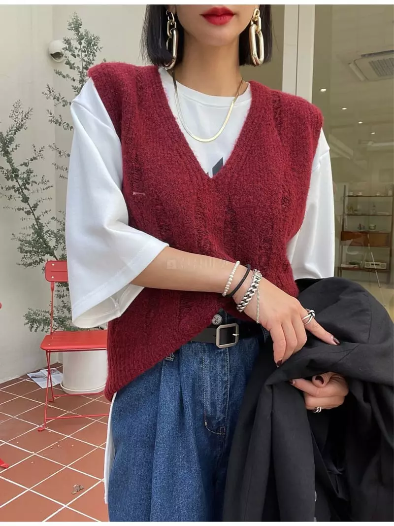 Ryon - Korean Women Fashion - #womensfashion - Split Vest - 6