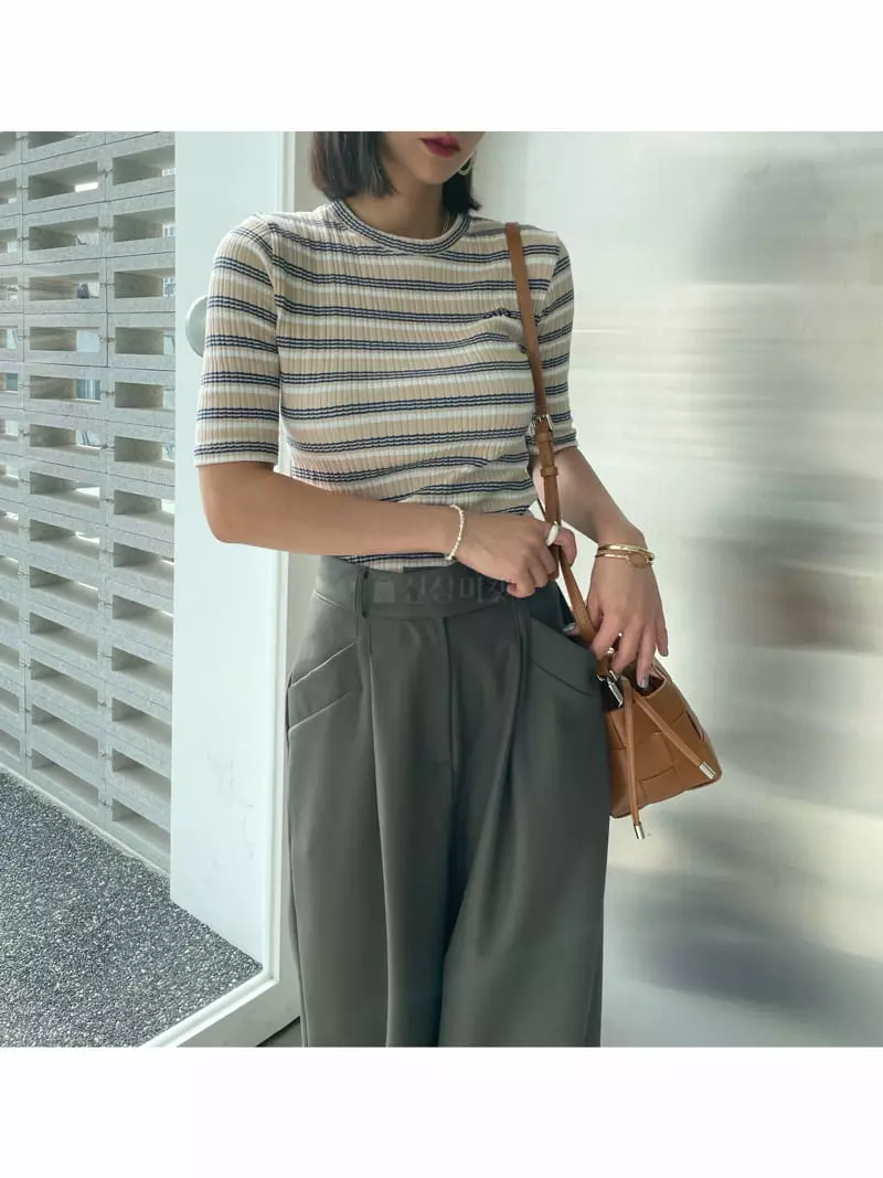 Ryon - Korean Women Fashion - #womensfashion - Multi Stripes Tee - 11