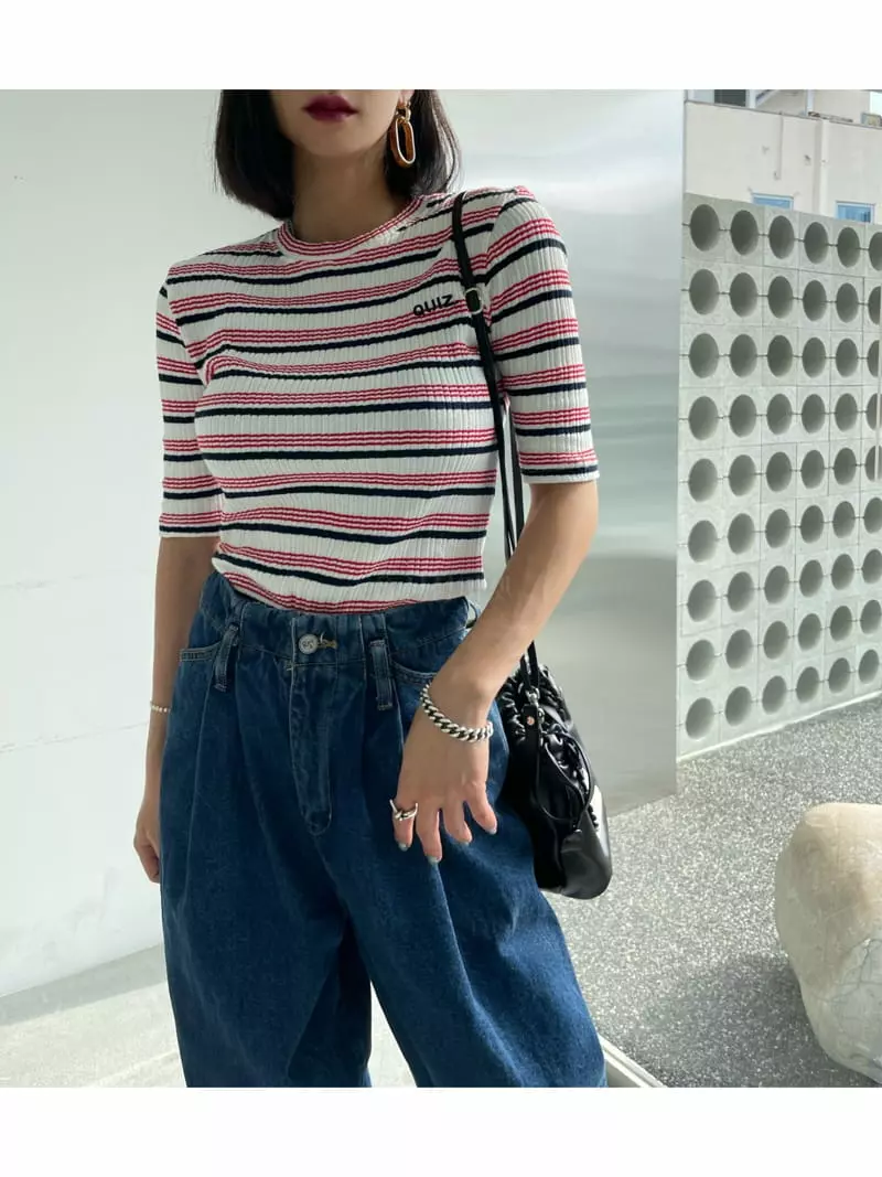 Ryon - Korean Women Fashion - #womensfashion - Multi Stripes Tee - 3