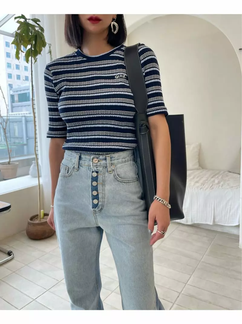 Ryon - Korean Women Fashion - #womensfashion - Multi Stripes Tee - 9
