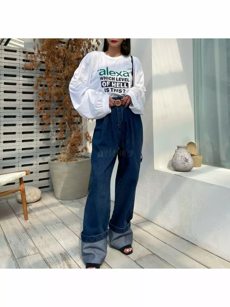 Ryon - Korean Women Fashion - #momslook - Roll Up Jeans - 4