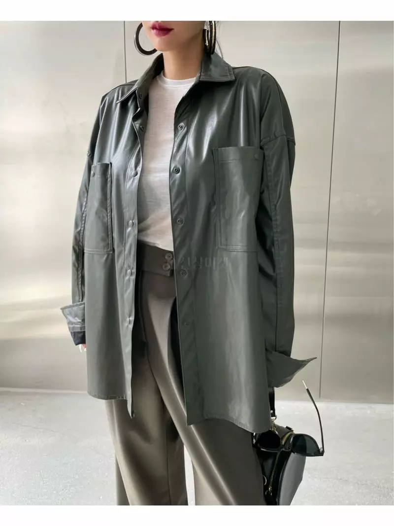 Ryon - Korean Women Fashion - #womensfashion - Leather Shirt