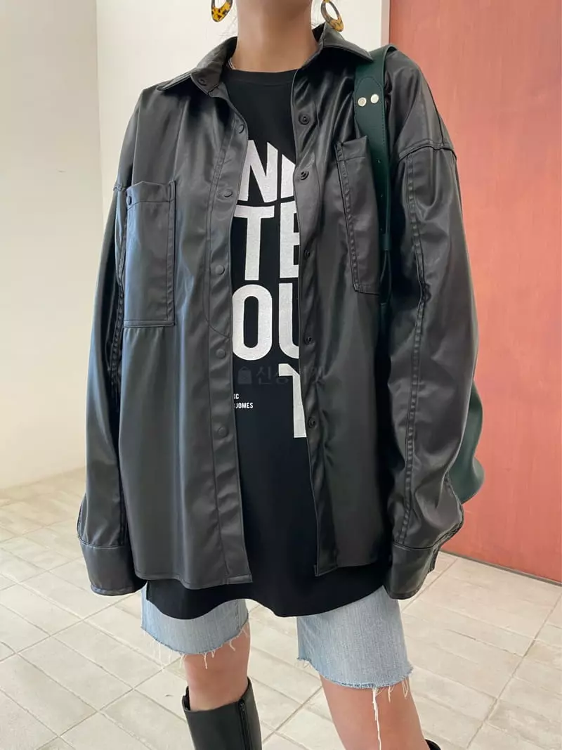 Ryon - Korean Women Fashion - #womensfashion - Leather Shirt - 11