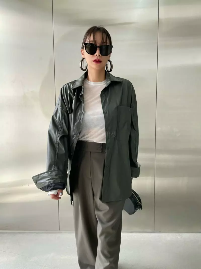 Ryon - Korean Women Fashion - #womensfashion - Leather Shirt - 5