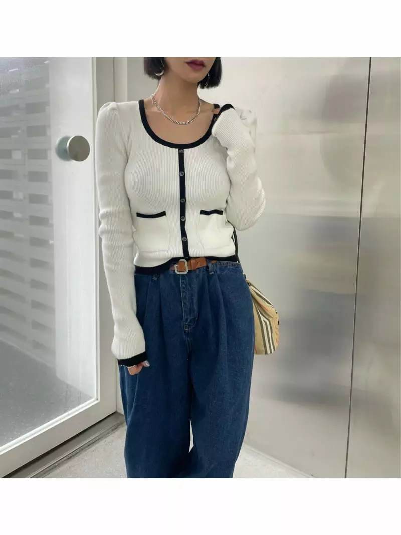 Ryon - Korean Women Fashion - #womensfashion - Line Button U Cardigan - 10