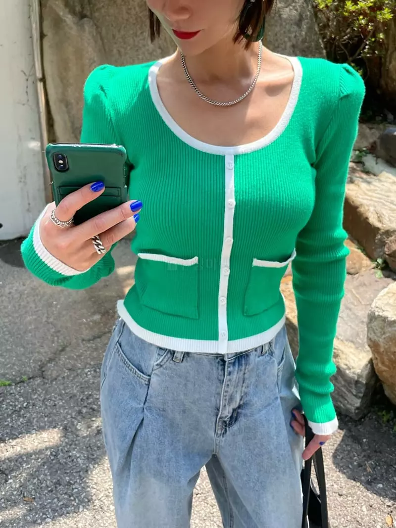 Ryon - Korean Women Fashion - #womensfashion - Line Button U Cardigan - 2