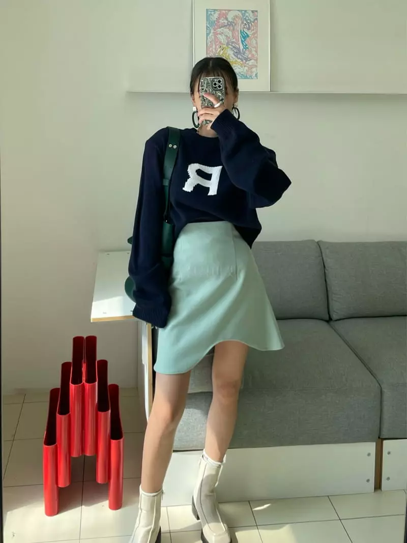 Ryon - Korean Women Fashion - #womensfashion - R Jacquard Knit Tee - 12