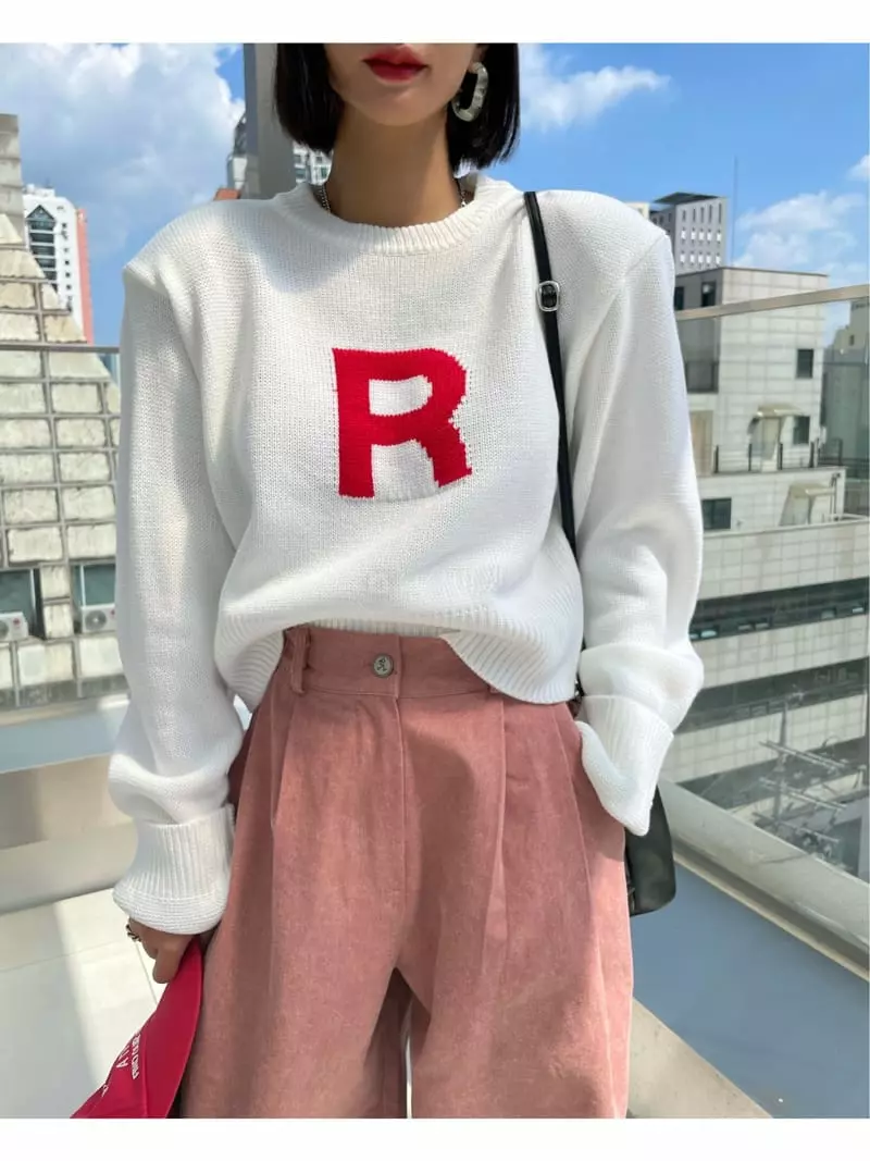 Ryon - Korean Women Fashion - #womensfashion - R Jacquard Knit Tee - 2