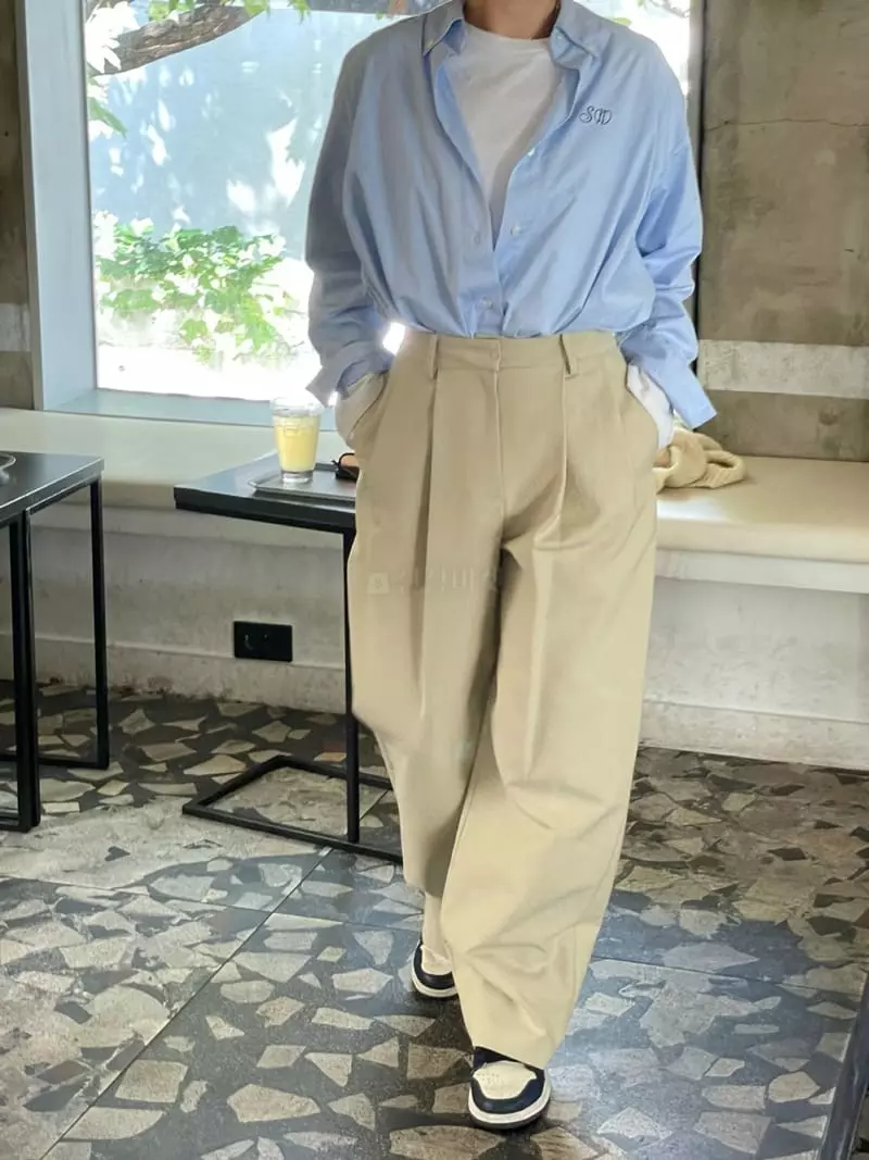 Sandalwood - Korean Women Fashion - #momslook - Camel Embroidery Shirt - 2