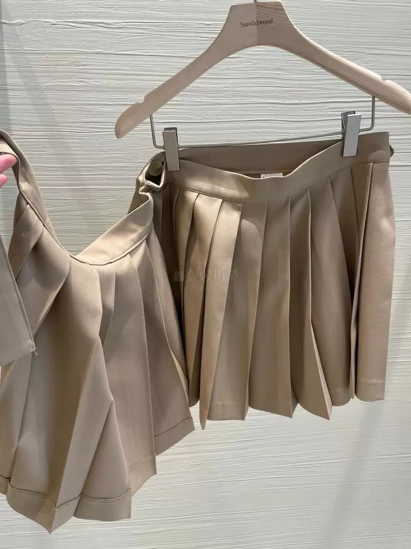 Sandalwood - Korean Women Fashion - #vintageinspired - Wrinkle Skirt - 5