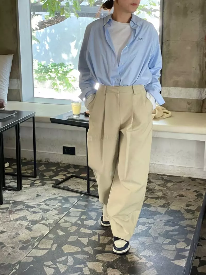 Sandalwood - Korean Women Fashion - #momslook - Two Tuck Pnats - 4