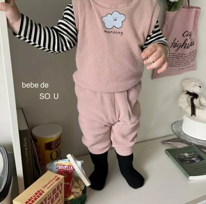 So U - Korean Baby Fashion - #babyboutique - Bebe Waffle Set - 11