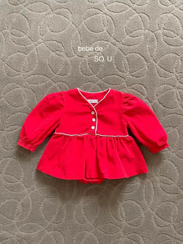So U - Korean Baby Fashion - #babyfashion - Bebe V Neck Bodysuit - 2